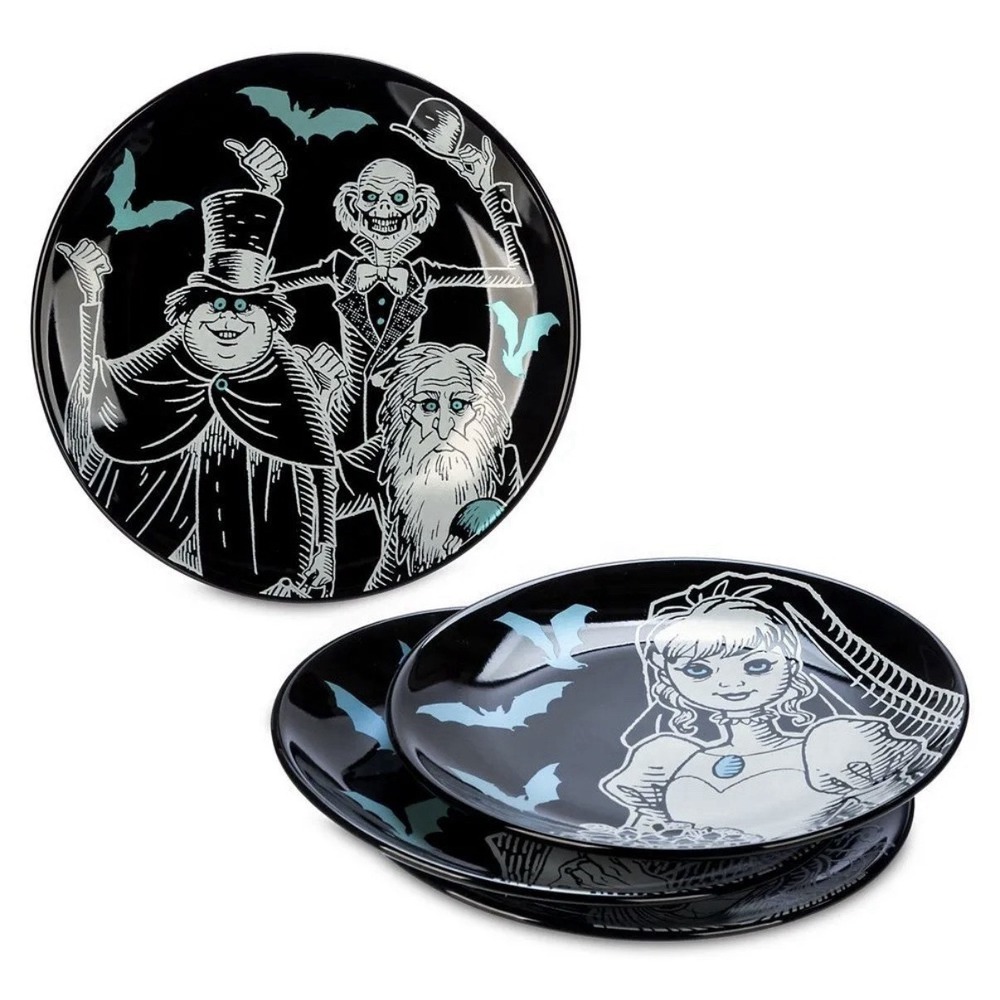 Disney The Haunted Mansion Set of 4 Appetizer Dessert Ceramic Plates New